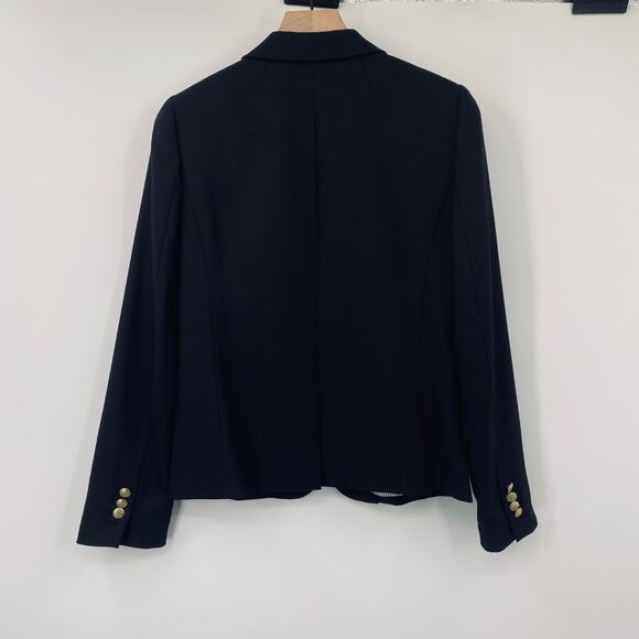 J Crew Schoolboy Blazer Jacket Wool Blend Gold Crest Buttons Black Womens 8 - Picture 7 of 11